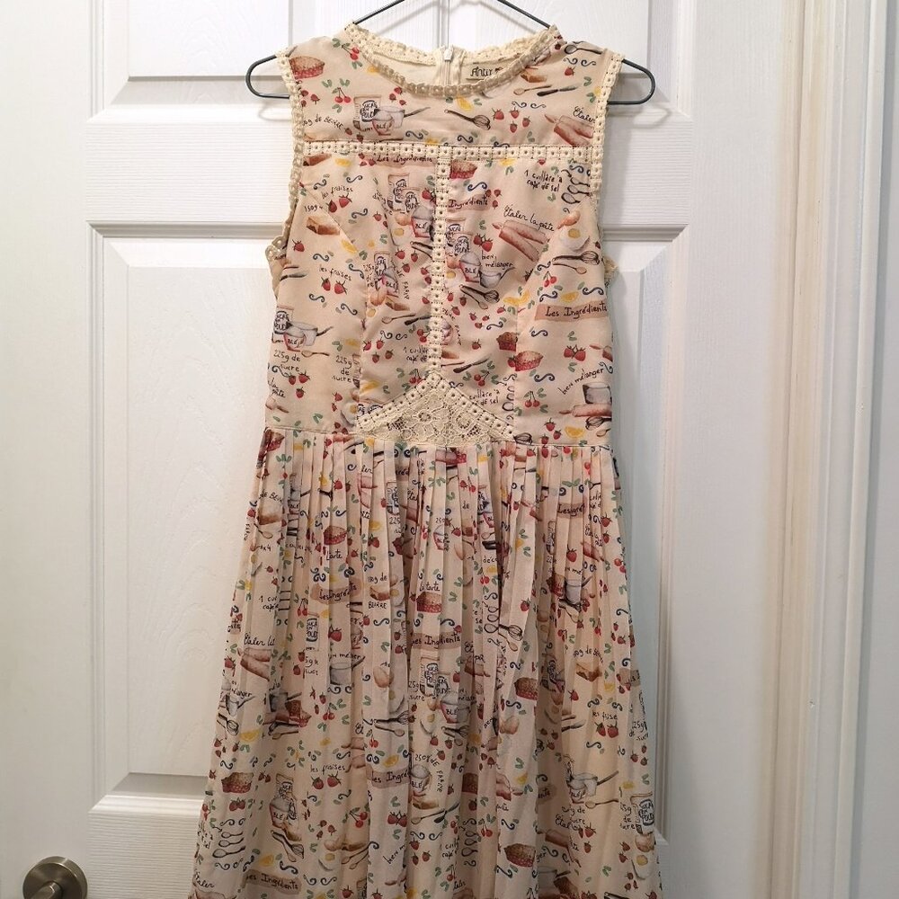 Antix Short Dress with Culinary Themed Pattern (S)